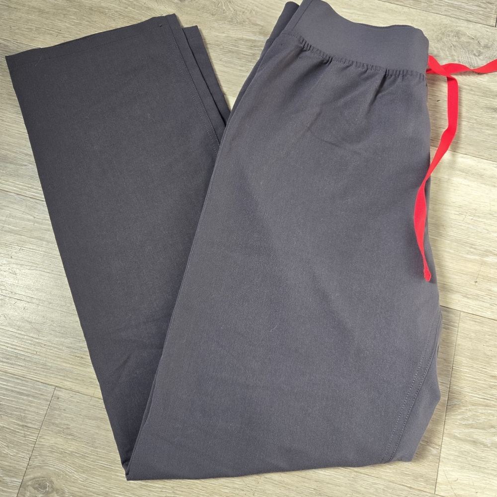Figs Charcoal scrubs with Bright Red Accent